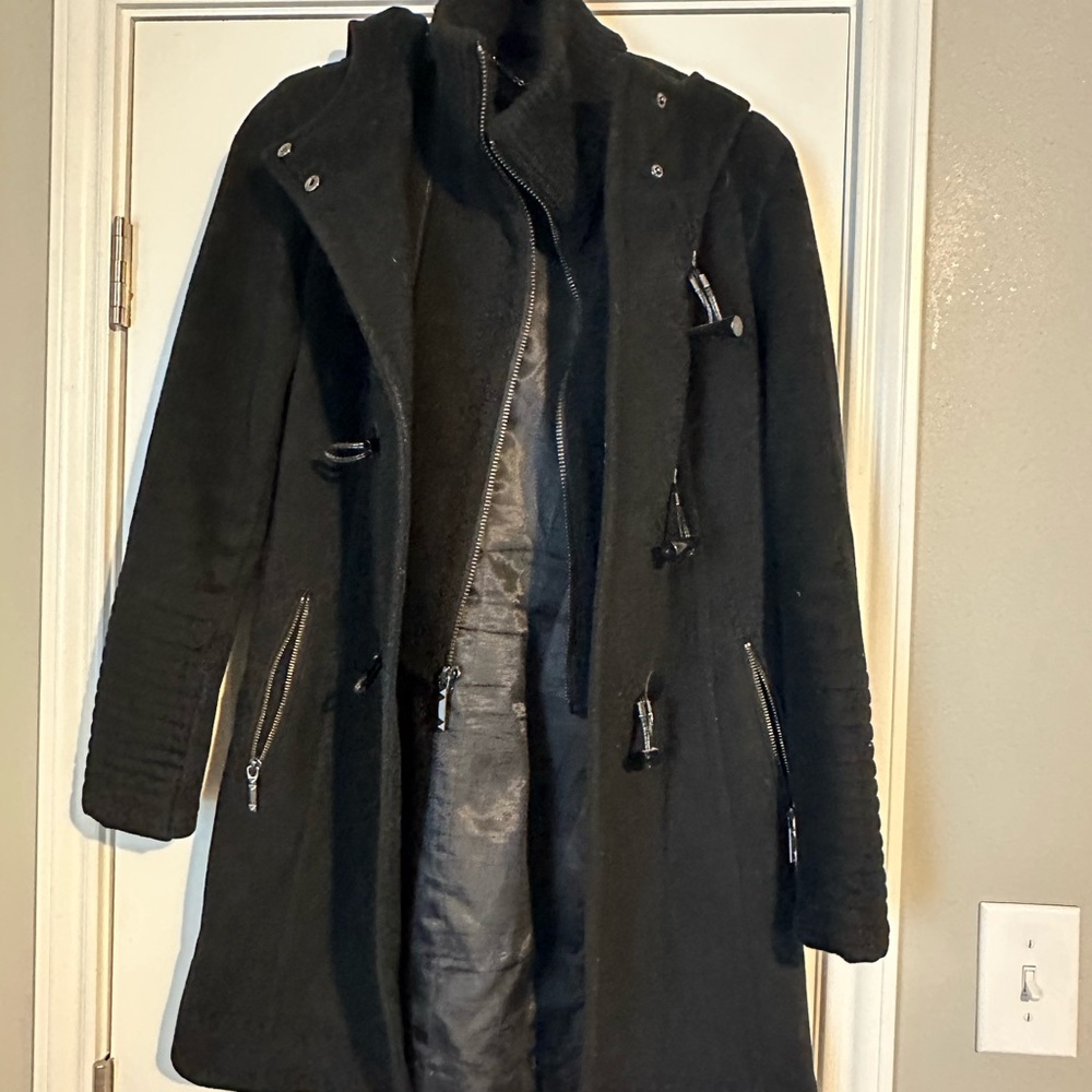 BCBG Maxazria Black Coat with Zipper Details